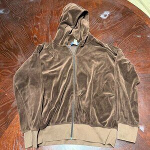 vintage brown velvet zip up jacket